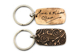 Actual HANDWRITING Keychain - Rustic Design & Handwriting Bronze Dog Tag Keychain