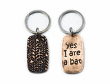 Actual HANDWRITING Keychain - Rustic Design & Handwriting Bronze Dog Tag Keychain
