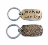Actual HANDWRITING Keychain - Rustic Design & Handwriting Bronze Dog Tag Keychain