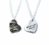 3D Heart Shaped Silver Cat Nose Print Necklace - YOUR Cat's Actual Nose Print
