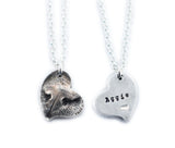 3D Heart Shaped Silver Cat Nose Print Necklace - YOUR Cat's Actual Nose Print