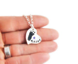 Keepsake Baby Footprint or handprint pendant with Name and Birthstone