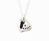 Keepsake Baby Footprint or handprint pendant with Name and Birthstone
