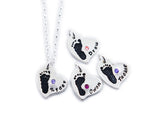 Keepsake Baby Footprint or handprint pendant with Name and Birthstone