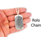 Actual HANDWRITING and Fingerprint Silver Pendant - Large - Dog Tag Shaped