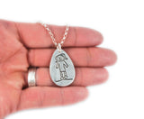 Actual Writing Signature and Design on a Silver Teardrop Shape Pendant