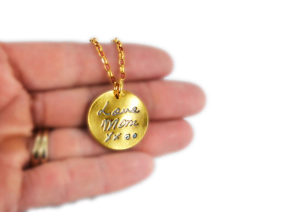 24k Rose Gold Plated Silver Engraved Monogram Circle Necklace-Script Font