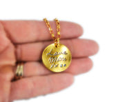24k Gold Plated Actual Writing Signature and Design on a Silver Circle Shape Pendant