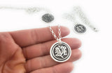 Monogram & Fingerprint Necklace - Memorial fingerprint pendant