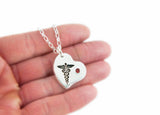 Heart Silver Medical Alert Pendant with Information on the Back
