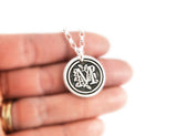 Silver Monogram Fingerprint Pendant - Name or Birthdate