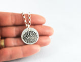Actual Writing Signature and Fingerprint on a Silver Circle Shape Pendant