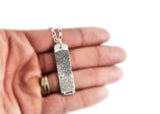 Actual Writing Signature and Fingerprint on a Silver Rectangle Pendant