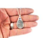 Fingerprint and Handwriting Necklace - Teardrop Shaped Pendant with birthstone