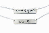Actual Writing Signature Double Sided on a Silver Necklace