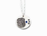 Fingerprint Necklace with Name & With or Without Birthstone
