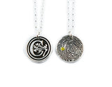 Monogram & Fingerprint Necklace - Memorial fingerprint pendant