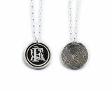 Monogram & Fingerprint Necklace - Memorial fingerprint pendant