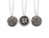 Monogram & Fingerprint Necklace - Memorial fingerprint pendant