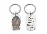 Actual HANDWRITING and Fingerprint Silver Pendant - Large - Dog Tag Shaped