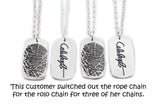 Actual HANDWRITING and Fingerprint Silver Pendant - Large - Dog Tag Shaped