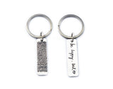 Actual Writing Signature and Fingerprint on a Silver Rectangle Pendant