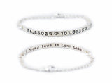 Latitude and Longitude Coordinates sterling silver bracelet