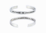 GPS or Latitude Longitude coordinates Sterling Silver cuff bracelet