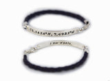 Latitude and Longitude Coordinates Bracelet - hand braided Genuine Leather and Sterling