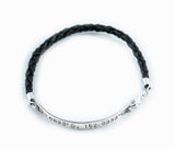 Latitude and Longitude Coordinates Bracelet - hand braided Genuine Leather and Sterling