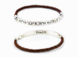 Latitude and Longitude Coordinates Bracelet - hand braided Genuine Leather and Sterling