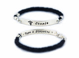 Medical Alert Leather and Sterling Silver Fashionable Medical ID Bracelet - Unisex