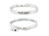 Fashionable Medical ID Alert Bangle Bracelet - Women and Teens Sterling Silver Bracelet