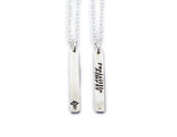 Silver Medical Alert Bar Necklace with Information on the Back