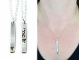 Silver Medical Alert Bar Necklace with Information on the Back