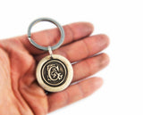 Actual HANDWRITING Keychain - Monogram Design & Handwriting Bronze Circle Keychain