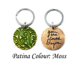 Actual HANDWRITING Keychain - Rustic Design With Colour & Handwriting Bronze Circle Keychain