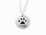 Silver Cat or Dog Paw Print Necklace or Keychain - Paw Print Jewelry
