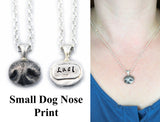 3D Silver Dog Nose Print Pendant on a keychain or necklace - YOUR Dog's Actual Nose Print