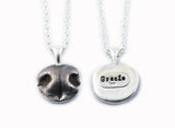 3D Silver Dog Nose Print Pendant on a keychain or necklace - YOUR Dog's Actual Nose Print