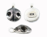 3D Silver Dog Nose Print Pendant on a keychain or necklace - YOUR Dog's Actual Nose Print