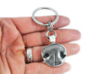 3D Silver Dog Nose Print Pendant on a keychain or necklace - YOUR Dog's Actual Nose Print
