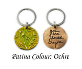 Actual HANDWRITING Keychain - Rustic Design With Colour & Handwriting Bronze Circle Keychain