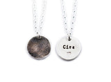 Silver Cat or Dog Partial Paw Print Necklace - Circle Shape
