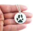 Silver Cat or Dog Paw Print Necklace or Keychain - Paw Print Jewelry