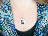 Silver Cat or Dog Paw Print Necklace or Keychain - Paw Print Jewelry