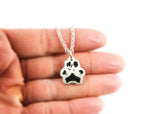 Cat or Dog Paw Print Cut Out Necklace - Silver Paw Print Pendant made from a Picture