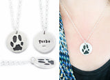 Silver Cat or Dog Paw Print Necklace or Keychain - Paw Print Jewelry