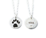 Silver Cat or Dog Paw Print Necklace or Keychain - Paw Print Jewelry