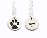 Silver Cat or Dog Paw Print Necklace or Keychain - Paw Print Jewelry